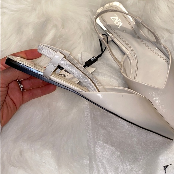 ZARA NWT Ivory Pointy Flat Slingback - Picture 4 of 7